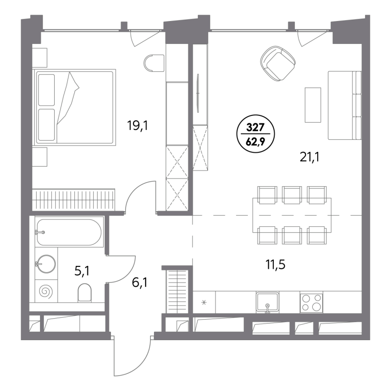 2 ккв (Евро) 62,9 м²