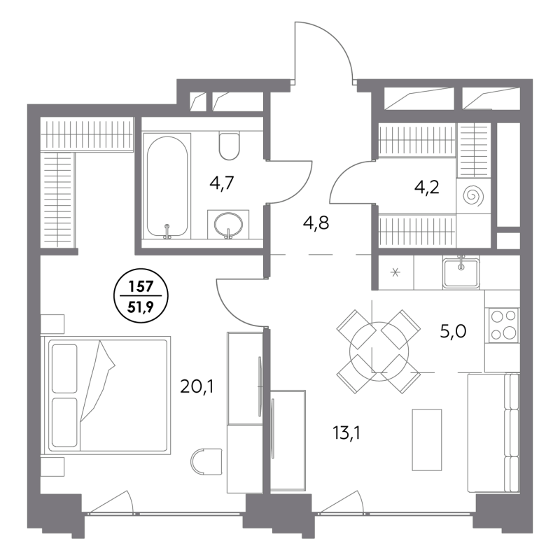 2 ккв (Евро) 51,9 м²