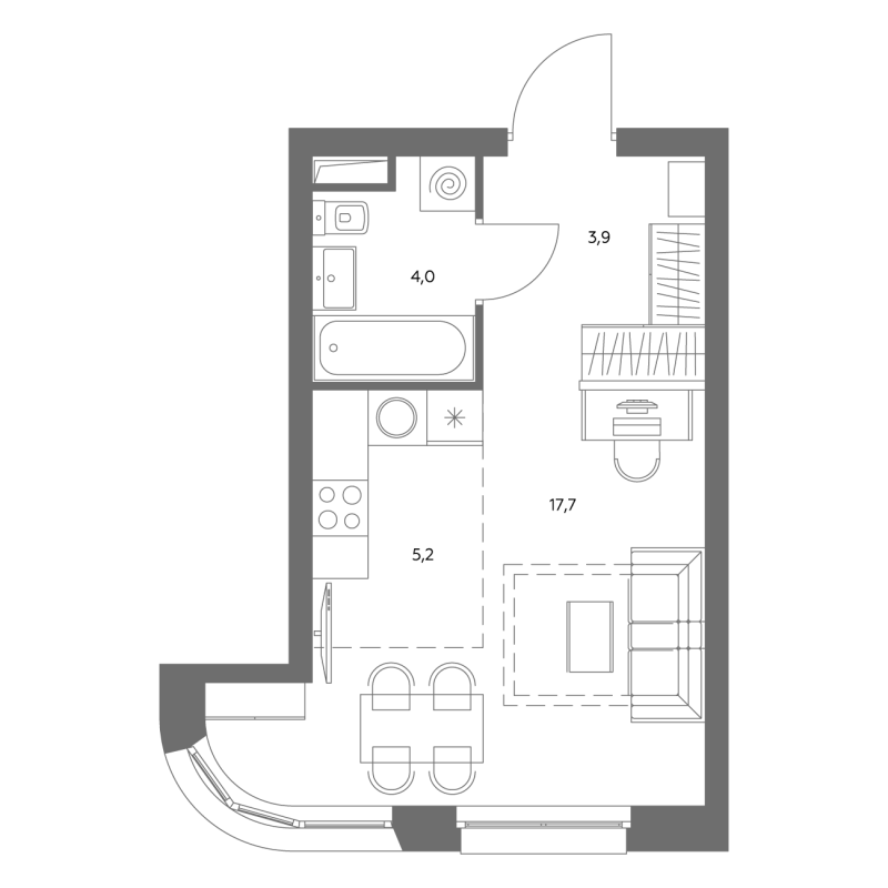 Студия 31 м²