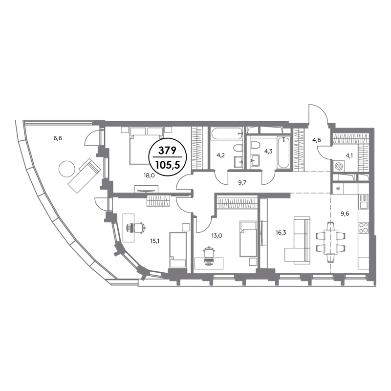 4 ккв (Евро) 105,5 м²
