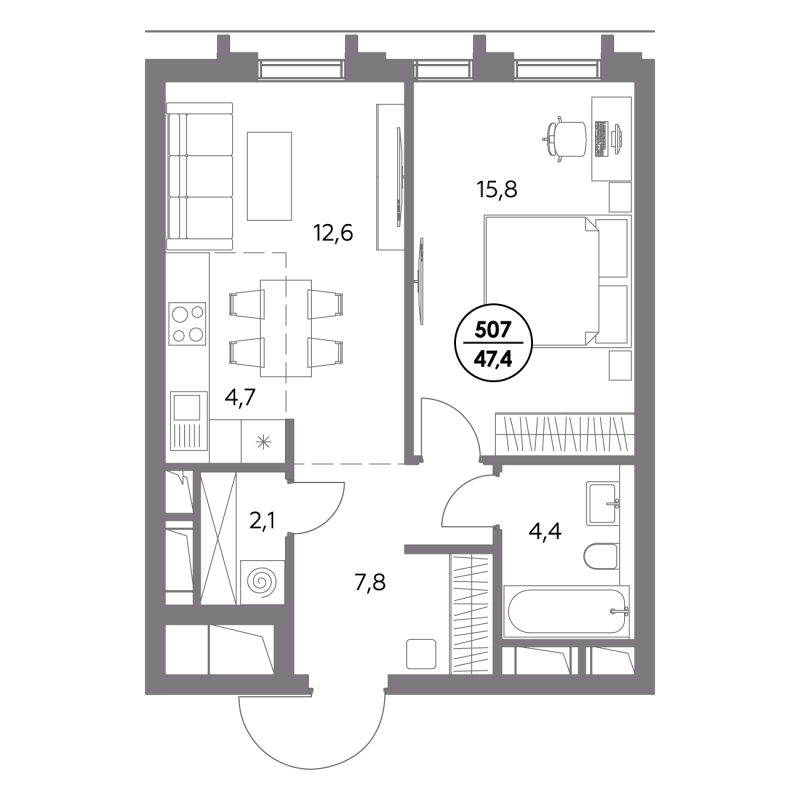 2 ккв (Евро) 47,4 м²