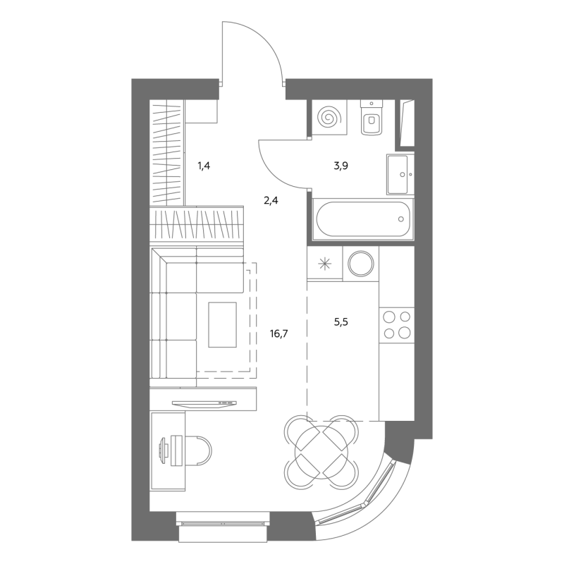 Студия 30,2 м²