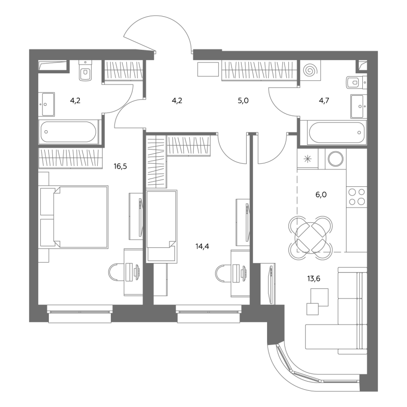 3 ккв (Евро) 69,3 м²