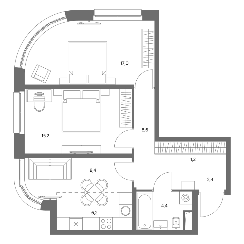 3 ккв (Евро) 63,4 м²