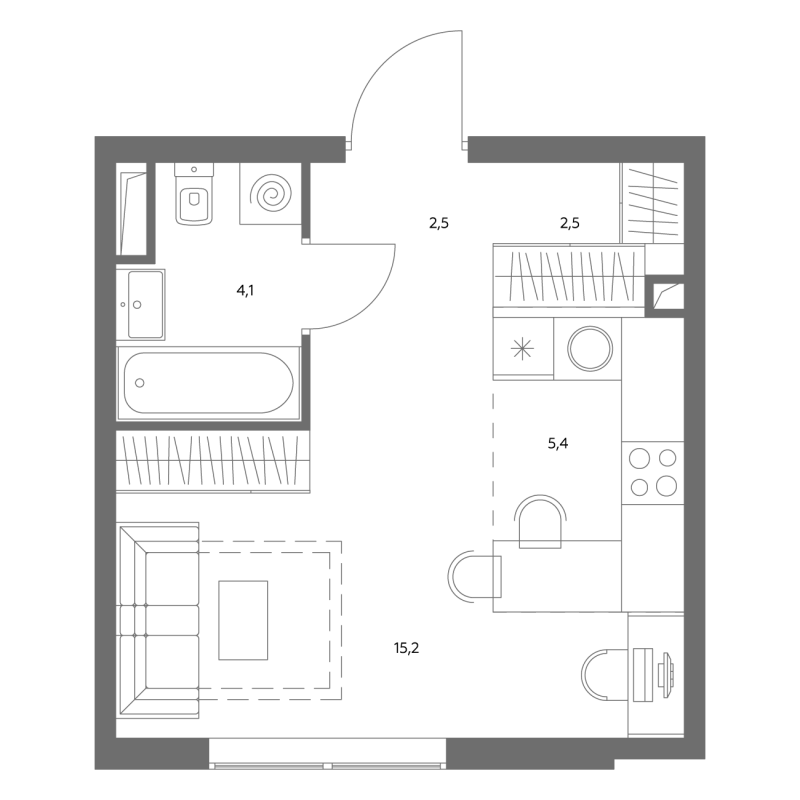 Студия 30 м²