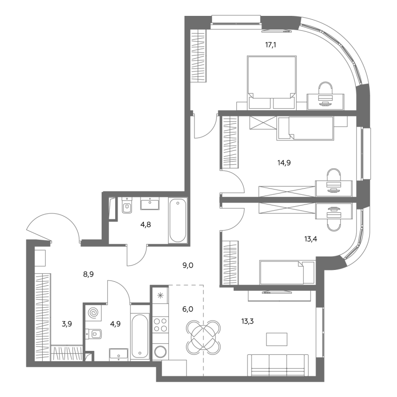 4 ккв (Евро) 97,2 м²