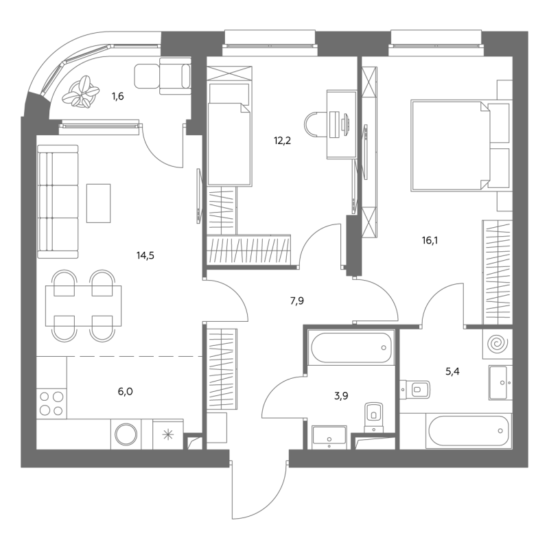 3 ккв (Евро) 68,3 м²