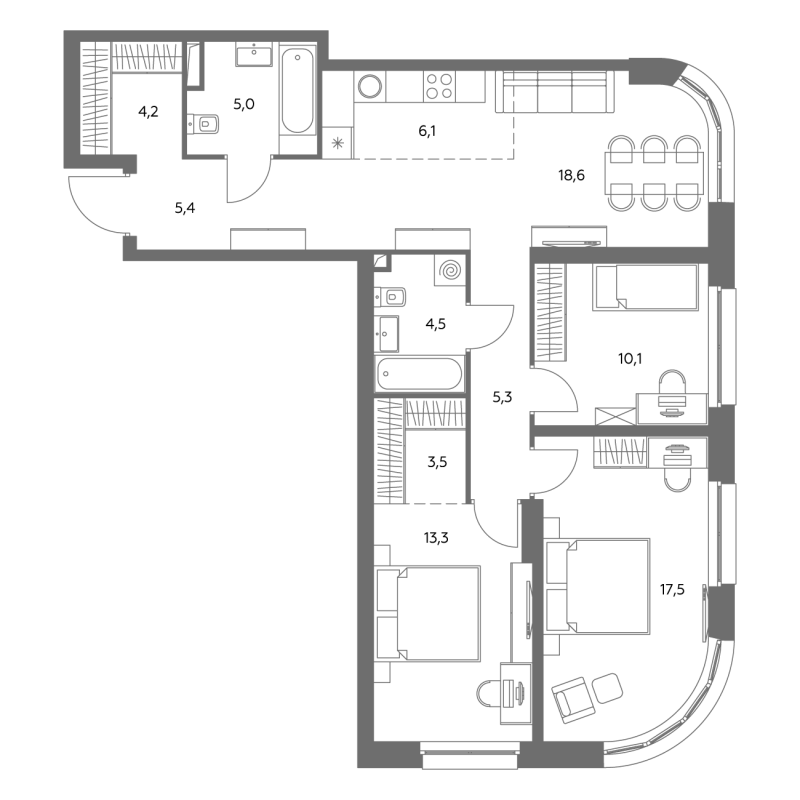 4 ккв (Евро) 93,2 м²