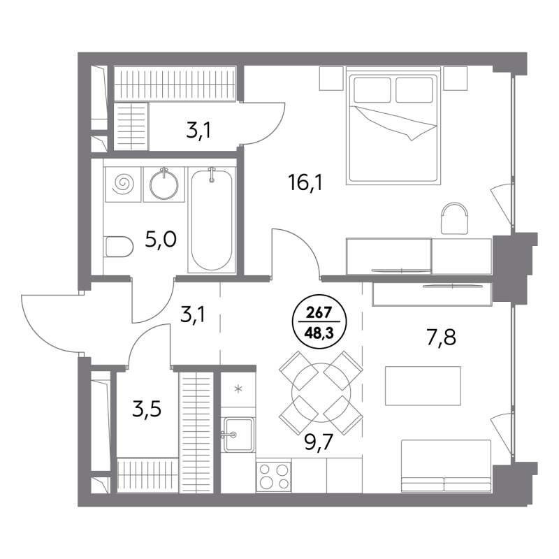 2 ккв (Евро) 48,3 м²