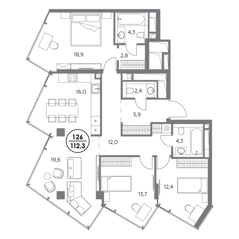 4 ккв (Евро) 112,3 м²