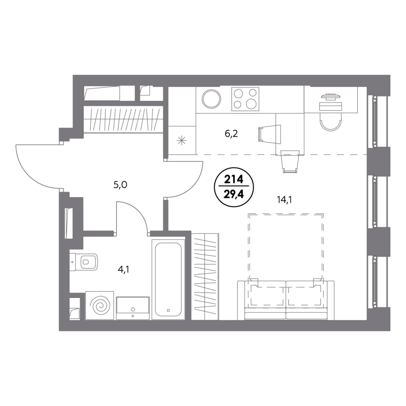 Студия 29,4 м²