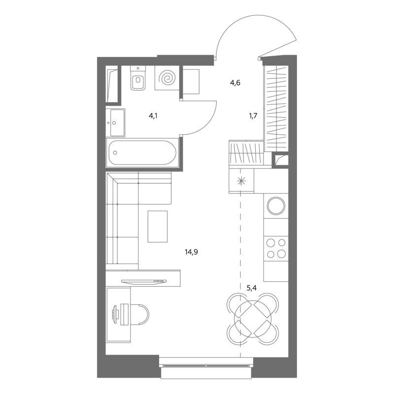 Студия 30,8 м²