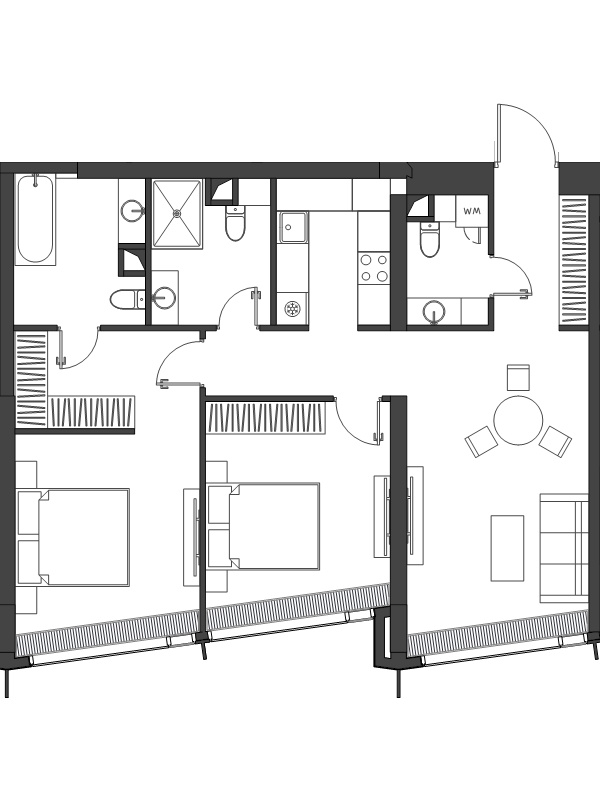 3 ккв (Евро) 83,9 м²