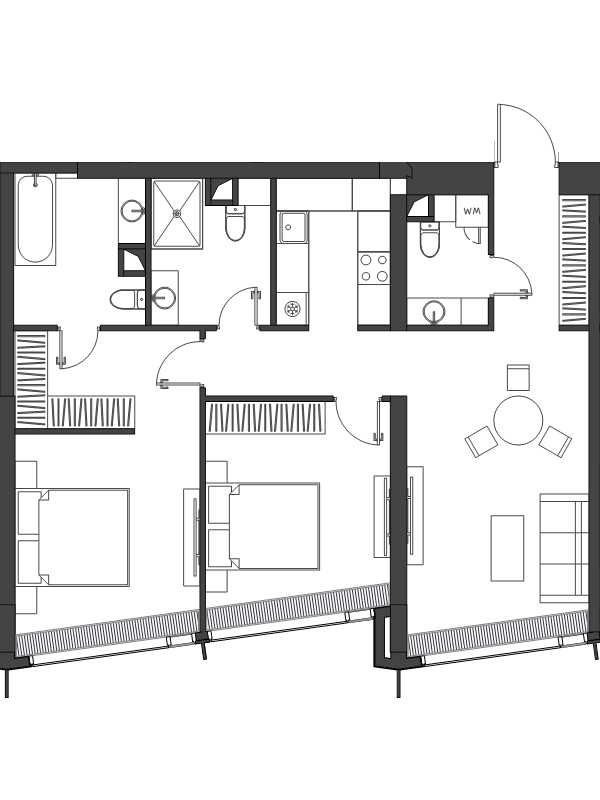 3 ккв (Евро) 83,9 м²