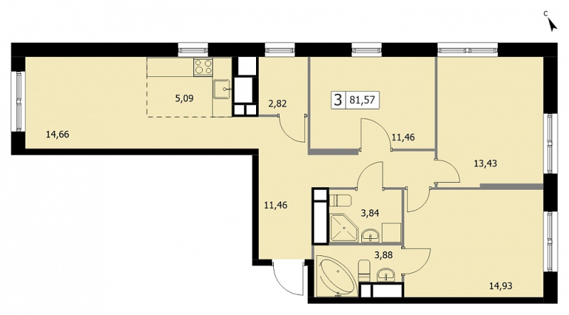 4 ккв (Евро) 82 м²