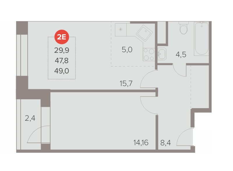 2 ккв (Евро) 49 м²
