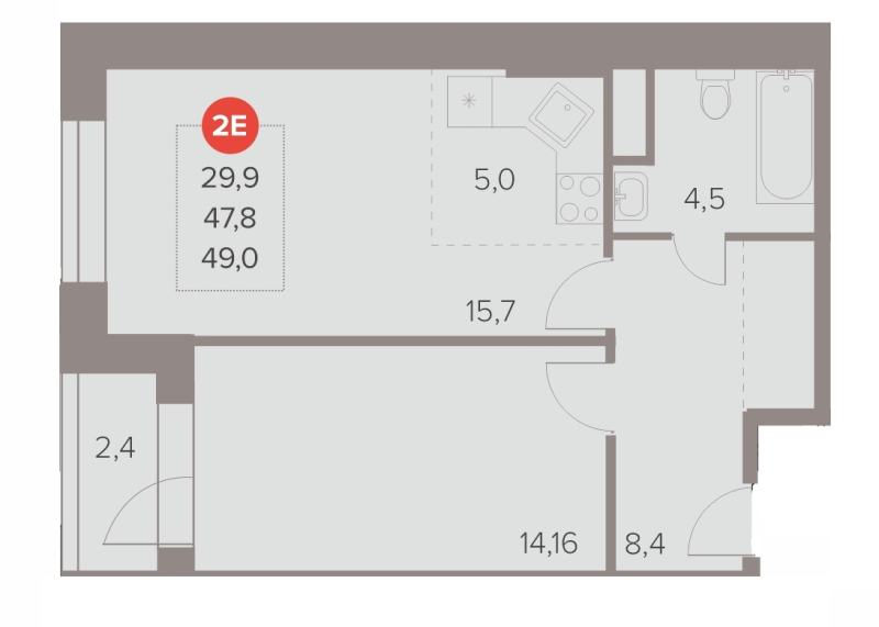 2 ккв (Евро) 49 м²