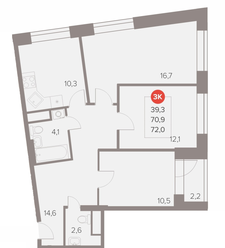 3 ккв 72 м²