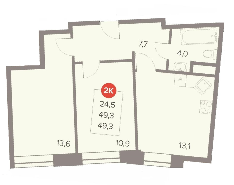 2 ккв 49,3 м²