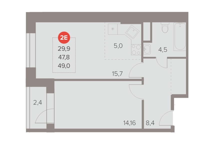 2 ккв (Евро) 49 м²