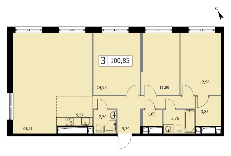 4 ккв (Евро) 101 м²