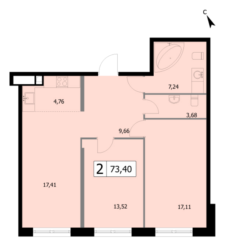3 ккв (Евро) 73,4 м²