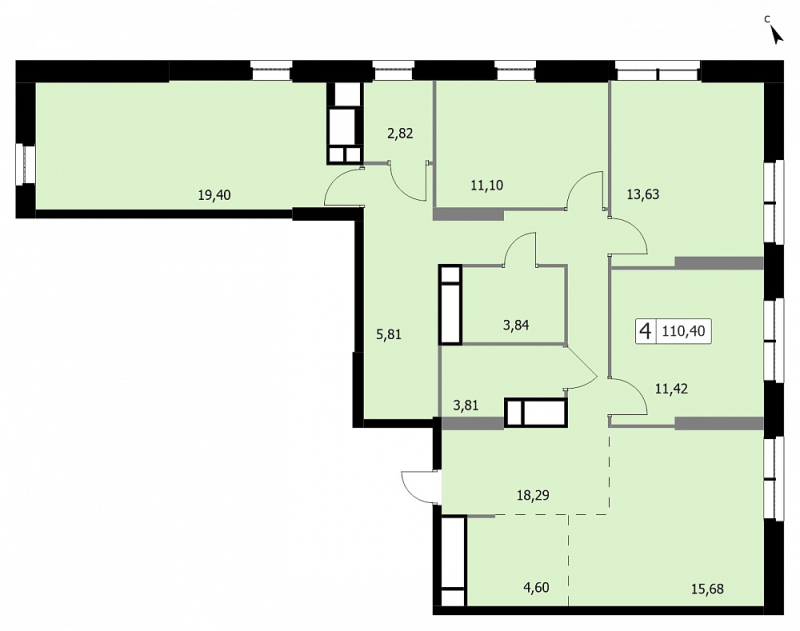 5 ккв (Евро) 110,4 м²