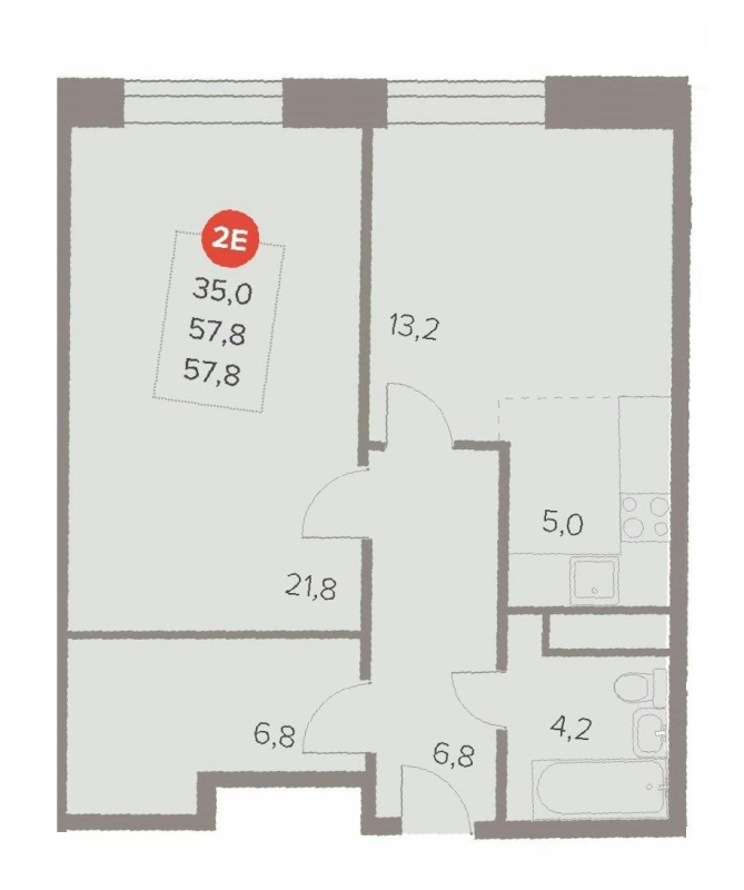 2 ккв (Евро) 57,8 м²
