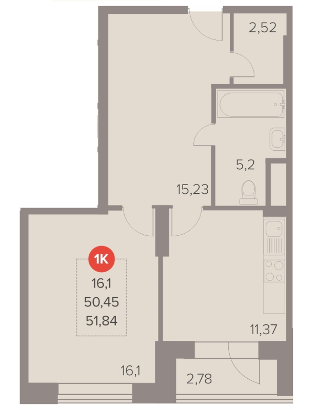 2 ккв 51,8 м²