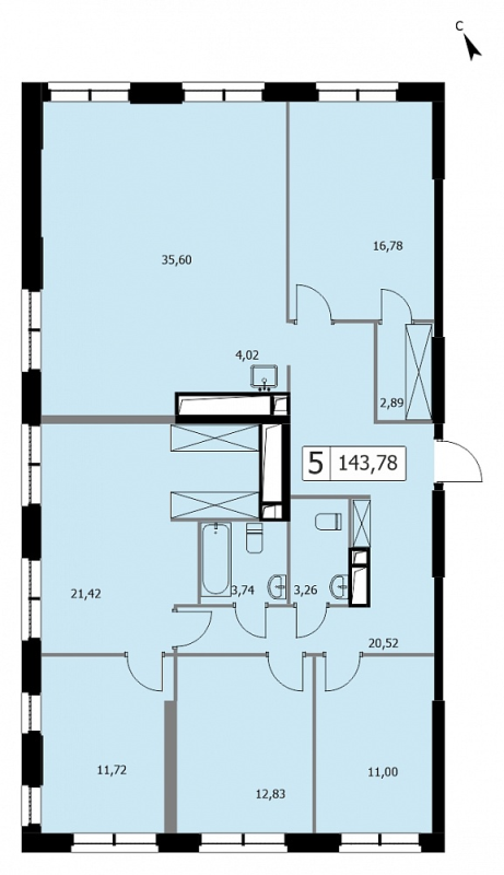 6 ккв (Евро) 143 м²