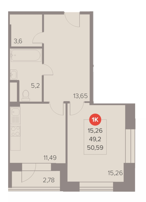 1 ккв 50,6 м²
