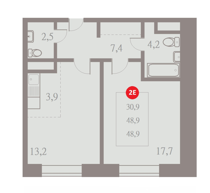 2 ккв (Евро) 48,9 м²