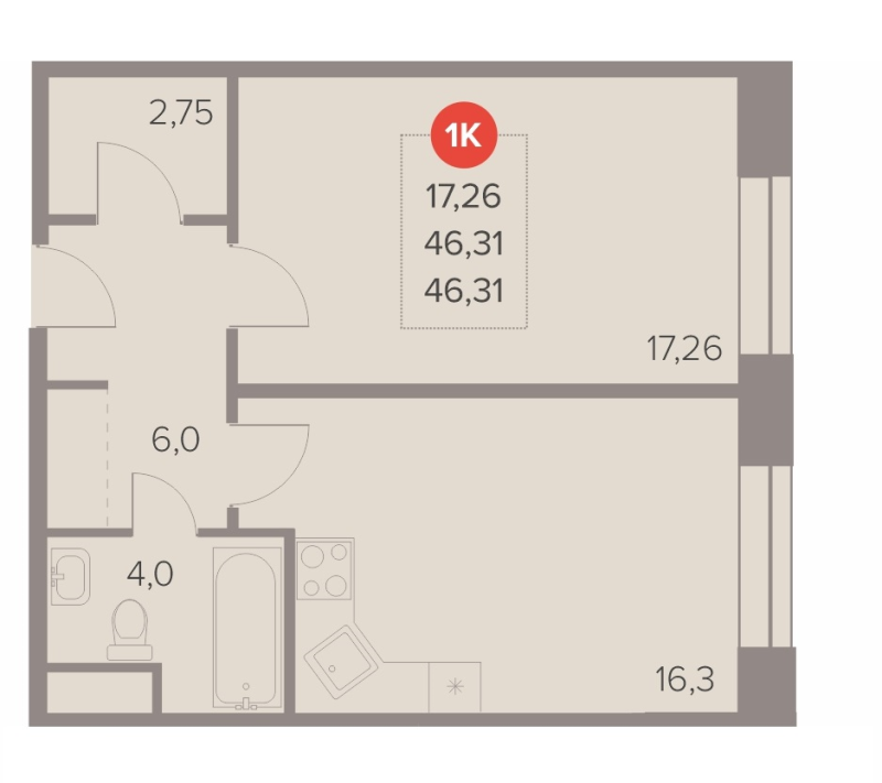 2 ккв (Евро) 46,3 м²