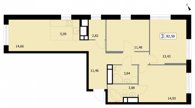 4 ккв (Евро) 82,5 м²