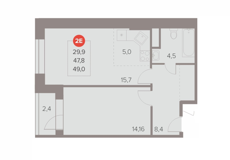 2 ккв (Евро) 49 м²