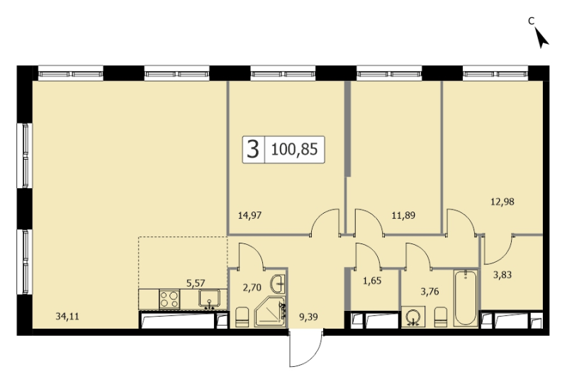 4 ккв (Евро) 100,5 м²