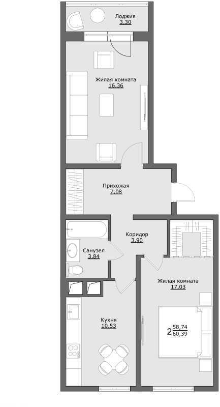 2 ккв 62 м²