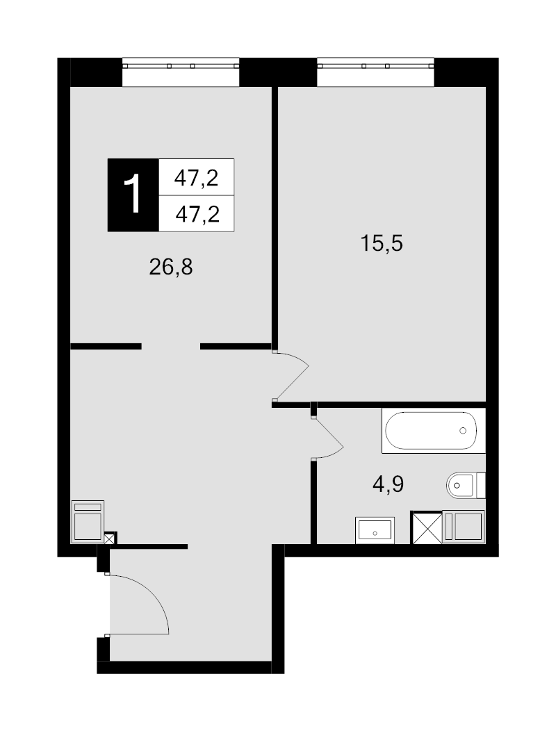 2 ккв (Евро) 47,2 м²
