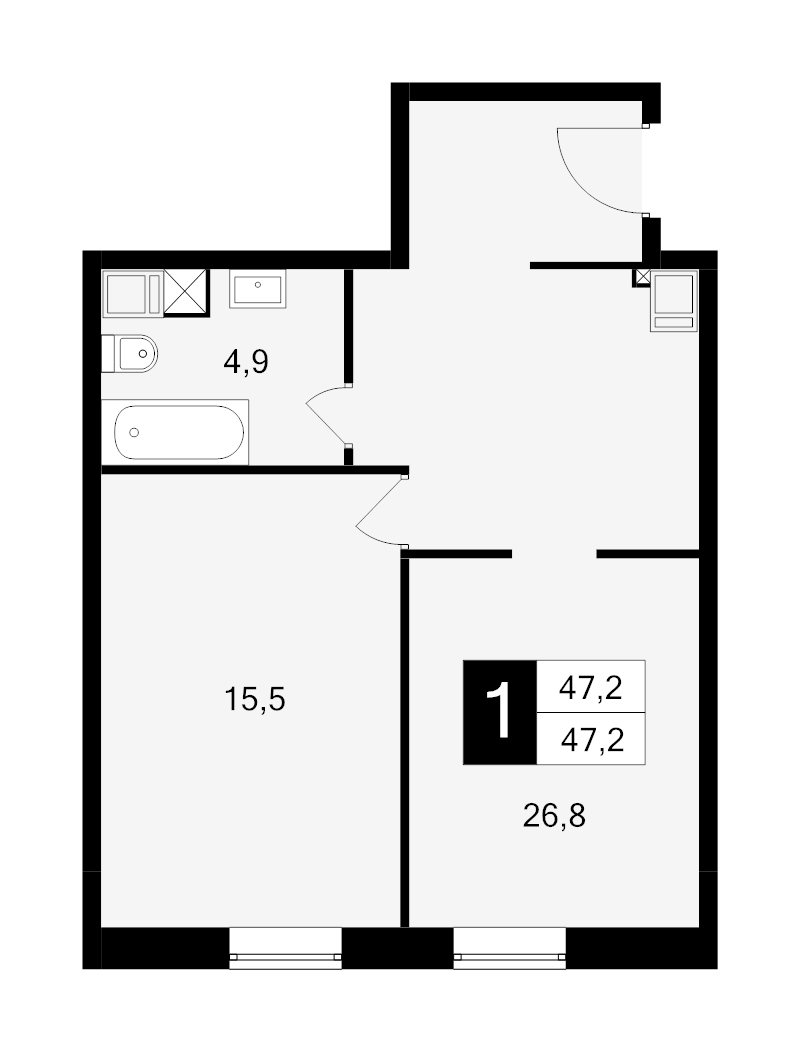 2 ккв (Евро) 47,2 м²