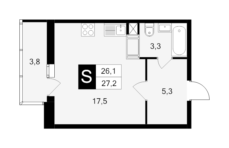 Студия 27,2 м²