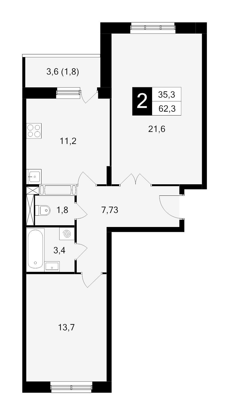 2 ккв 62,3 м²