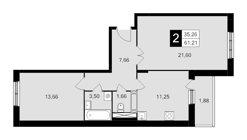 2 ккв 61,2 м²