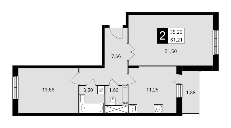 2 ккв 61,2 м²