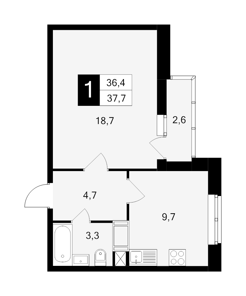 1 ккв 37,7 м²