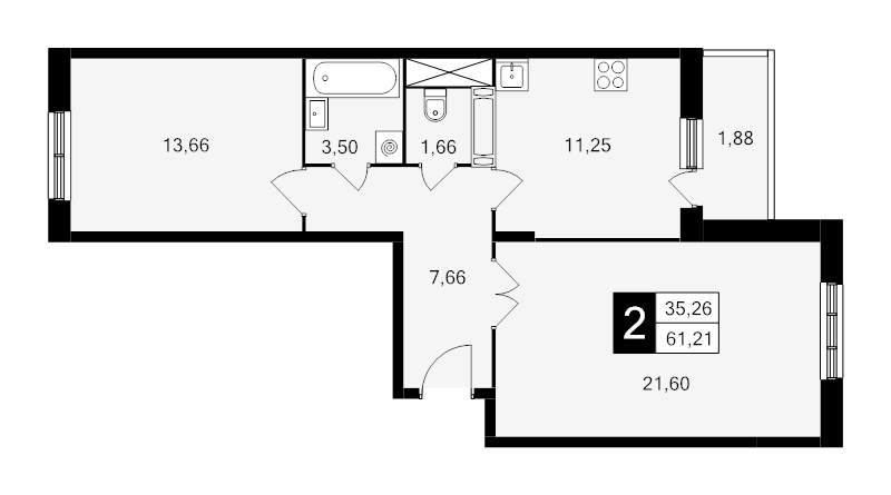 2 ккв 61,2 м²