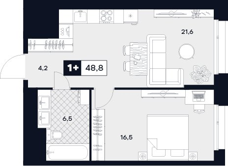 2 ккв (Евро) 48,8 м²