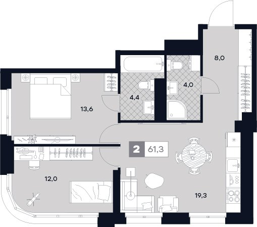 3 ккв (Евро) 62,5 м²