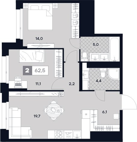 3 ккв (Евро) 62,5 м²
