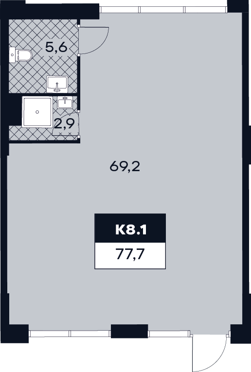 К. пом 77,7 м²