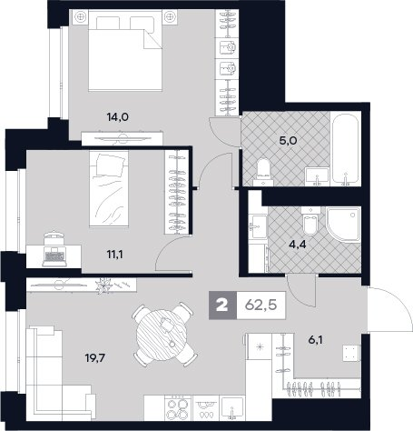 3 ккв (Евро) 62,5 м²